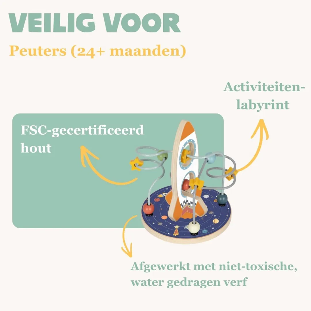 Tooky Toy Activiteitenpaneel Ruimtethema - Meerkleurig