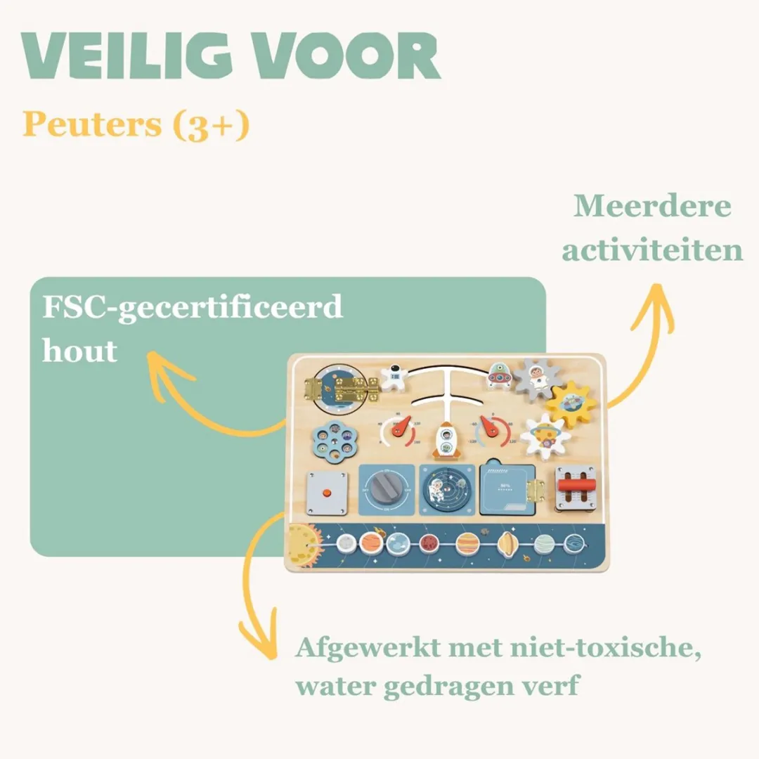 Tooky Toy Activiteitenbord Ruimtethema - Blauw