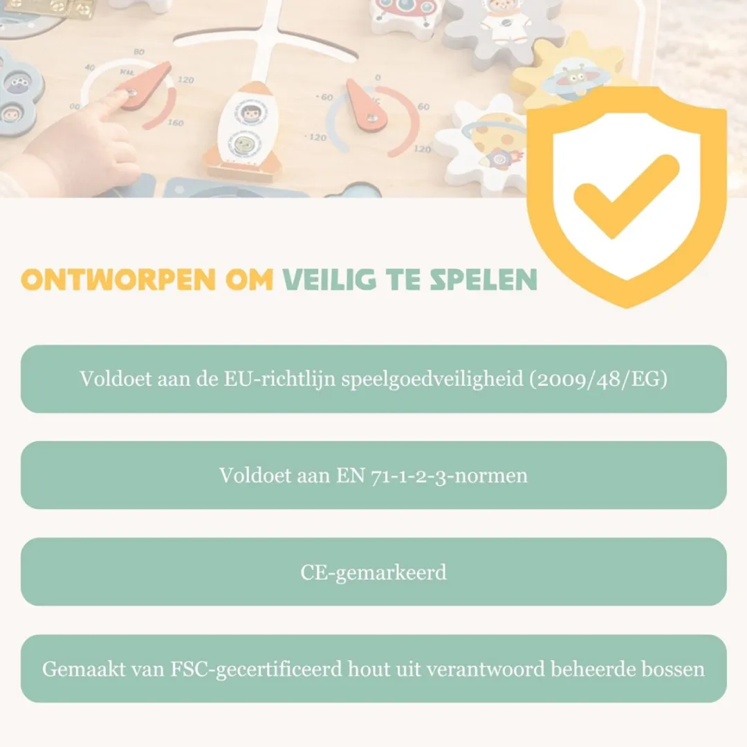Tooky Toy Activiteitenbord Ruimtethema - Blauw