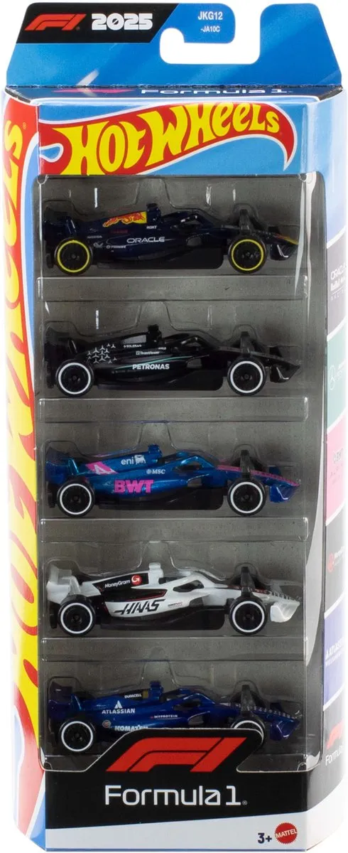 Hot Wheels Formula 1 Set 5 Metalen F1 Auto's 2025 JLN11