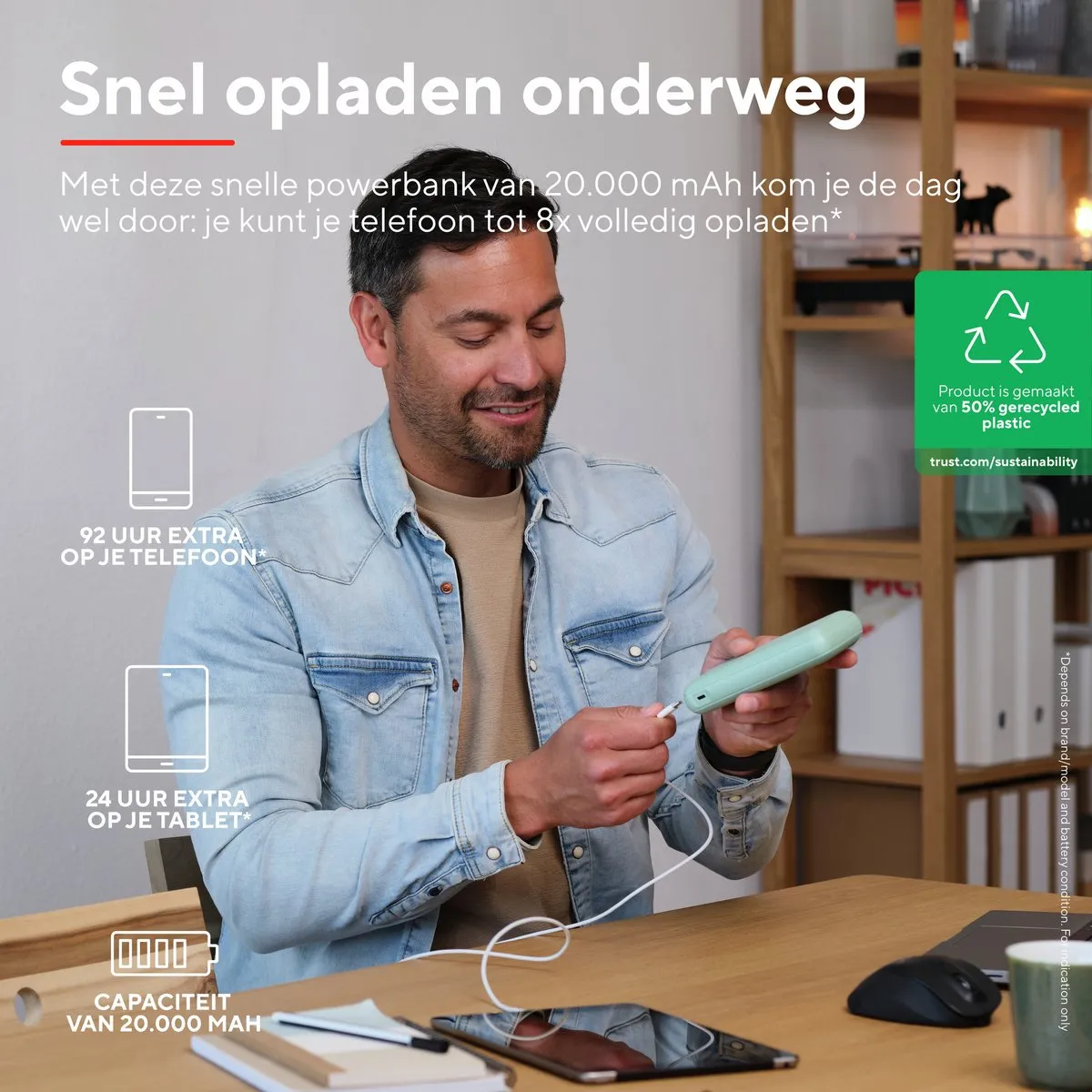 Trust Redoh 25035 Powerbank 20000mAh - 18W - Groen - afbeelding 6 van 6