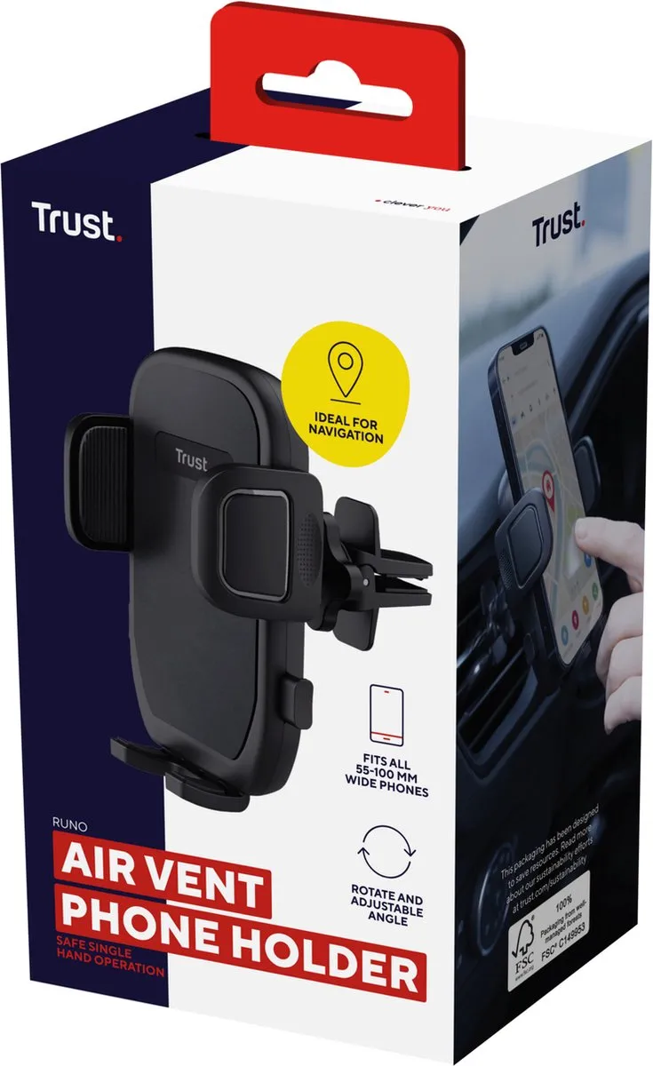 Trust Runo Auto Telefoonhouder - Zwart - afbeelding 6 van 6