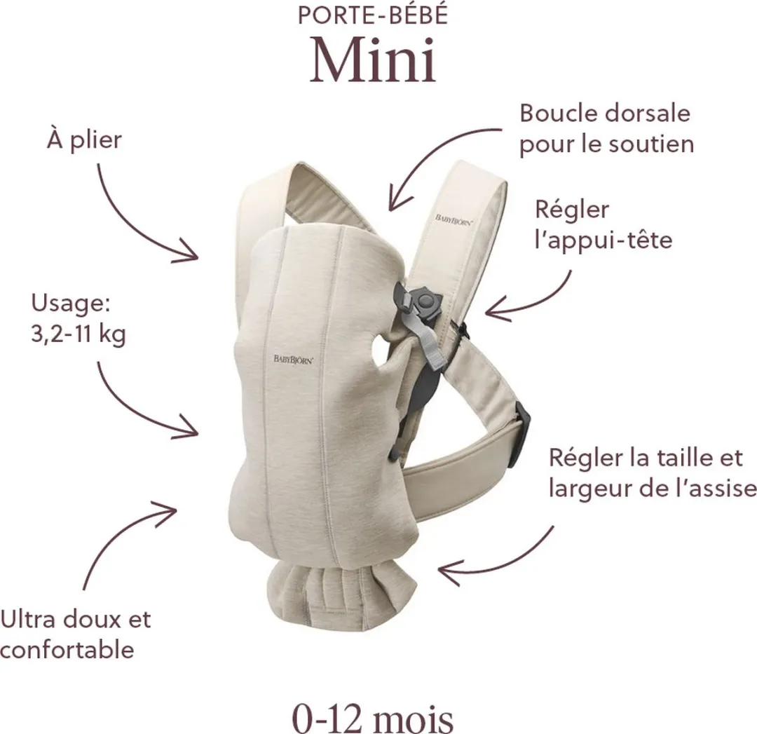 BabyBjörn Draagzak Mini 3D Jersey - Lichtbeige