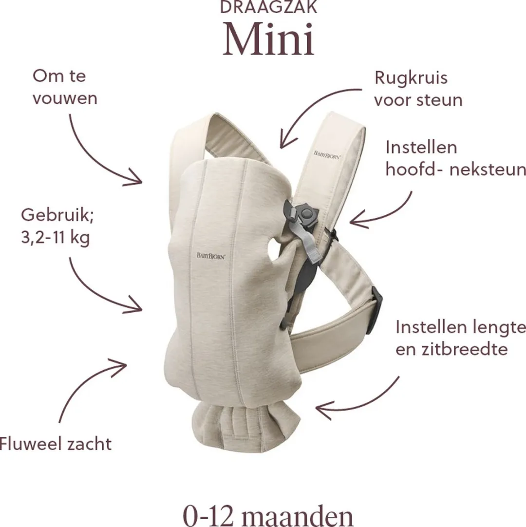 BabyBjörn Draagzak Mini 3D Jersey - Lichtbeige