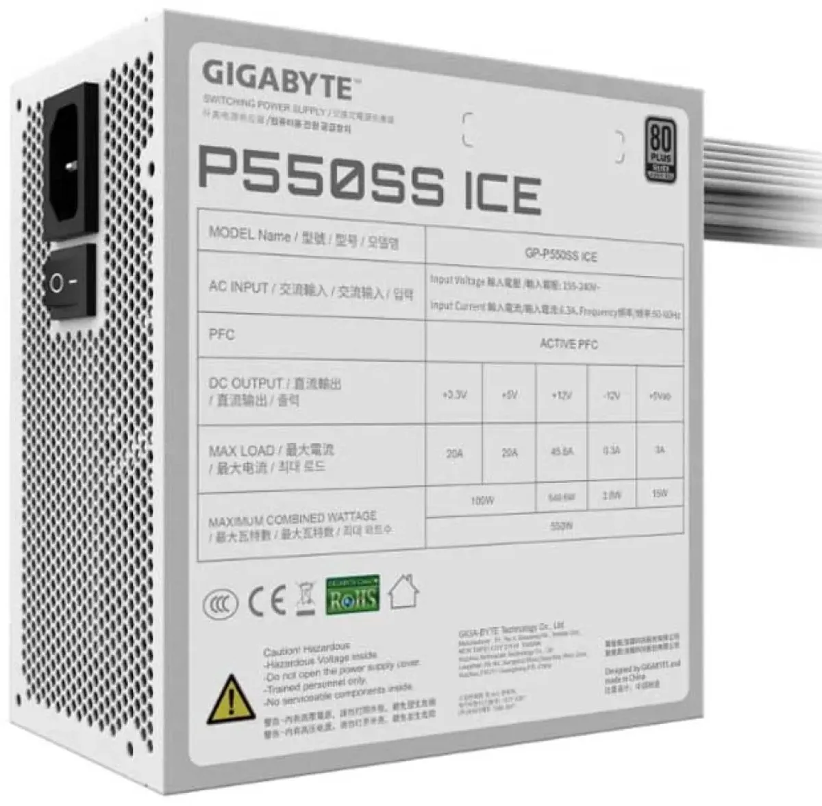 Gigabyte 28200-P55SW-1EUR Voeding 550W - ATX - 80 Plus Silver - Wit