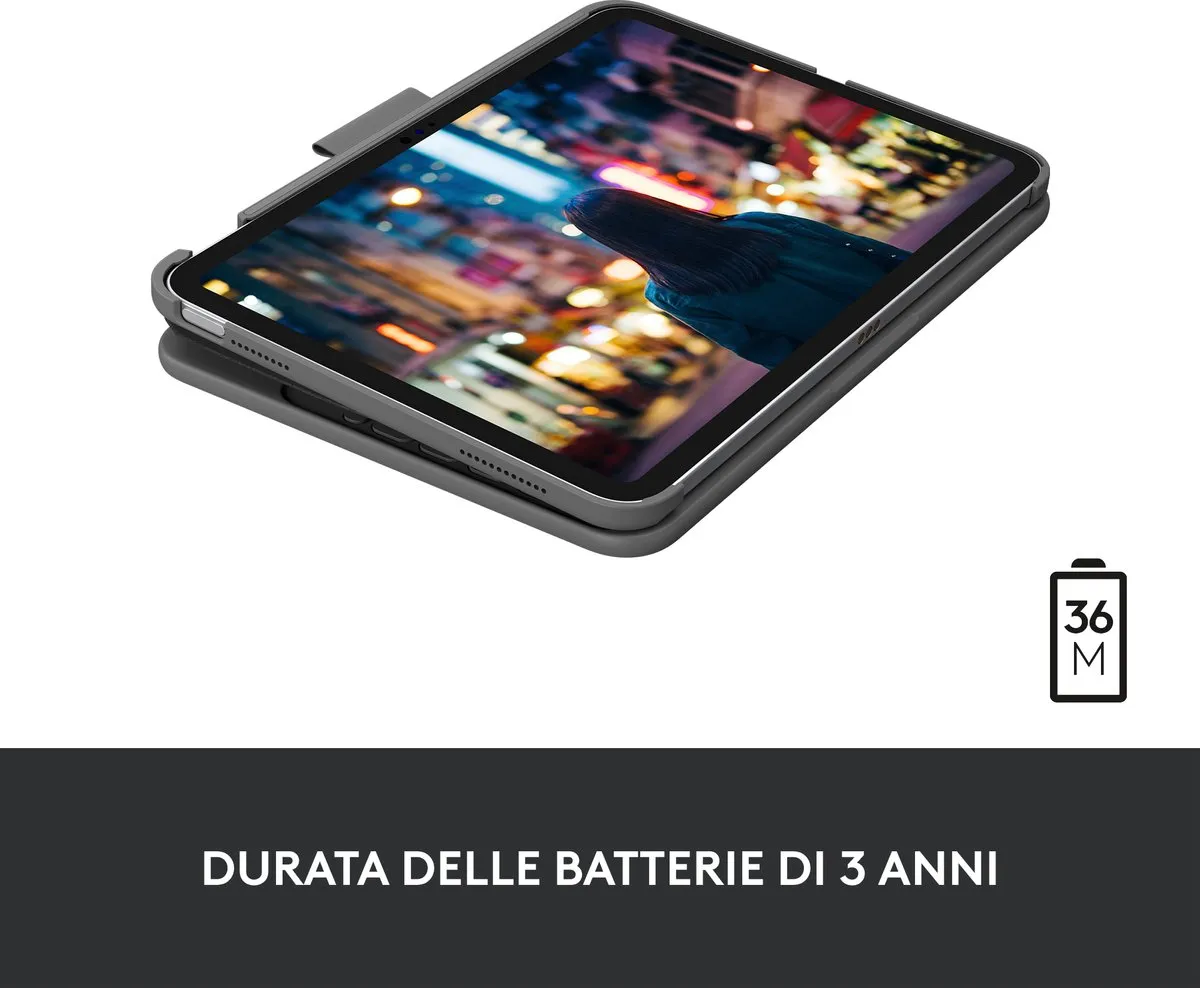 Logitech Slim Folio QWERTY Italiaans - iPad Air 2022 Grijs