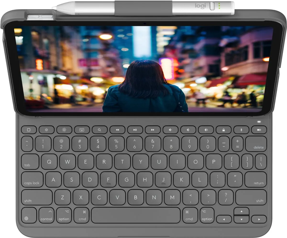 Logitech Slim Folio QWERTY Italiaans - iPad Air 2022 Grijs