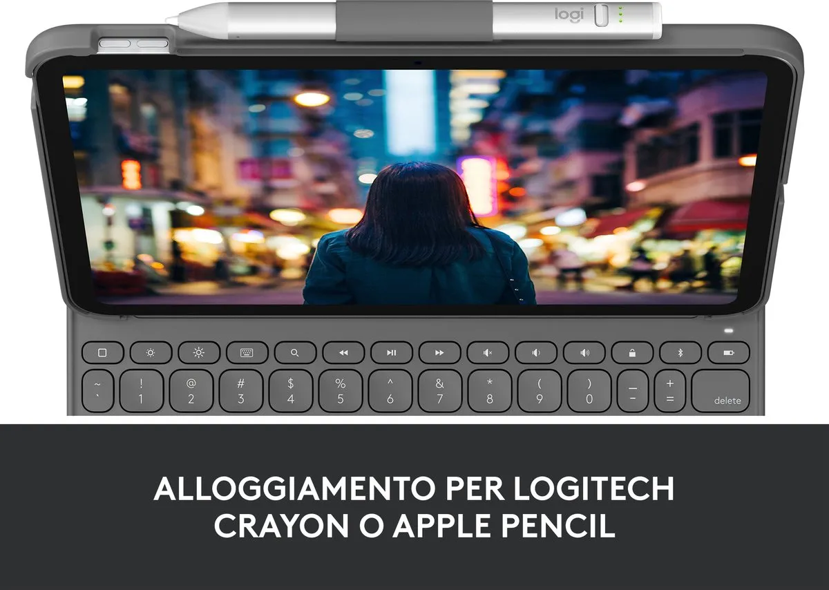 Logitech Slim Folio QWERTY Italiaans - iPad Air 2022 Grijs
