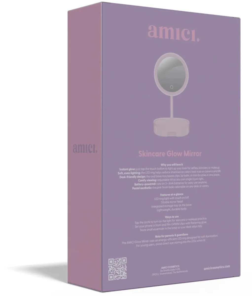 AMICI Skincare Glow Mirror LED Tafelspegel - Roze 15cm