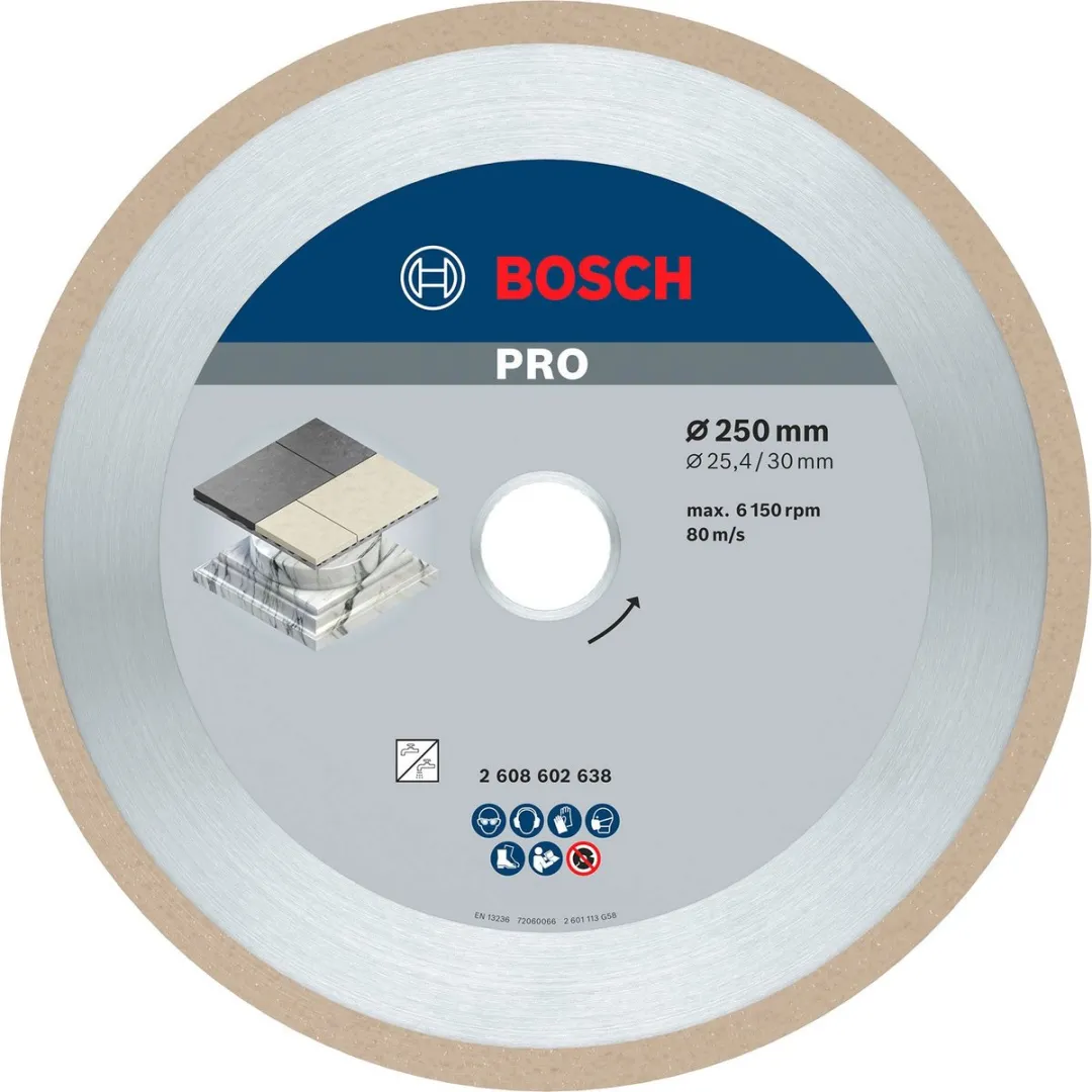 Bosch Professional Diamantschijf Best Ceramic 250mm - 25,4mm As - Glas/Steen - afbeelding 6 van 6