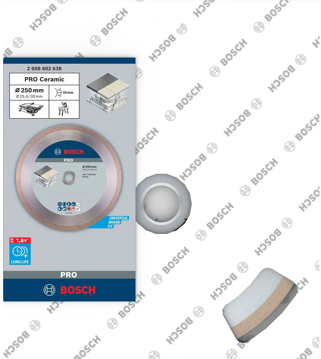 Bosch Professional Diamantschijf Best Ceramic 250mm - 25,4mm As - Glas/Steen - afbeelding 2 van 6