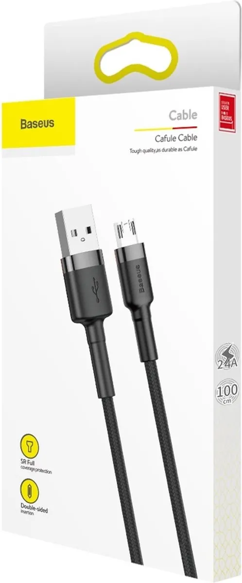 Baseus Cafule USB naar Micro USB Kabel 1m - CAMKLF-BG1 - Zwart