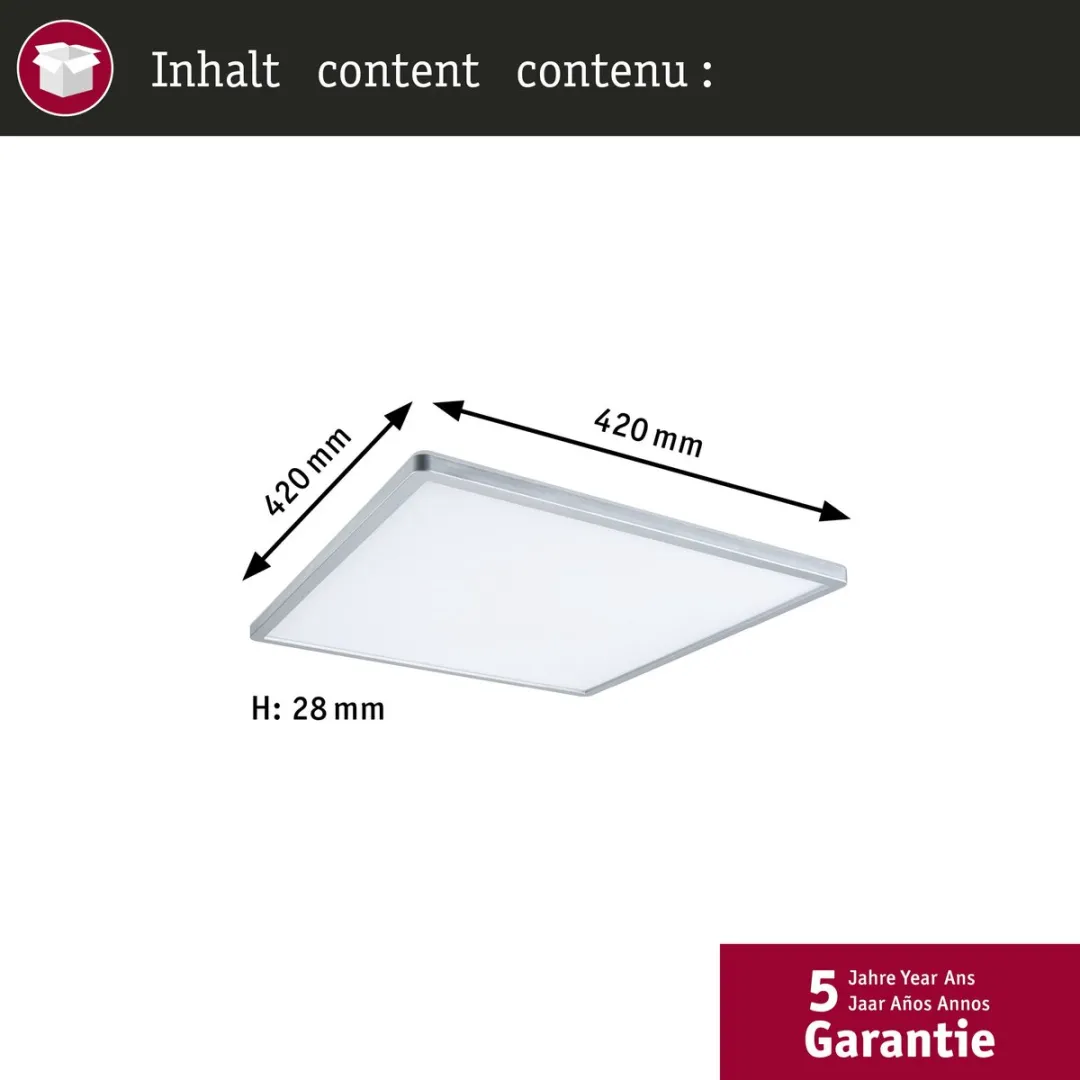 Paulmann LED-paneel Atria Shine 3-Step-Dim 420x420mm 22W - Chroom mat - afbeelding 6 van 6