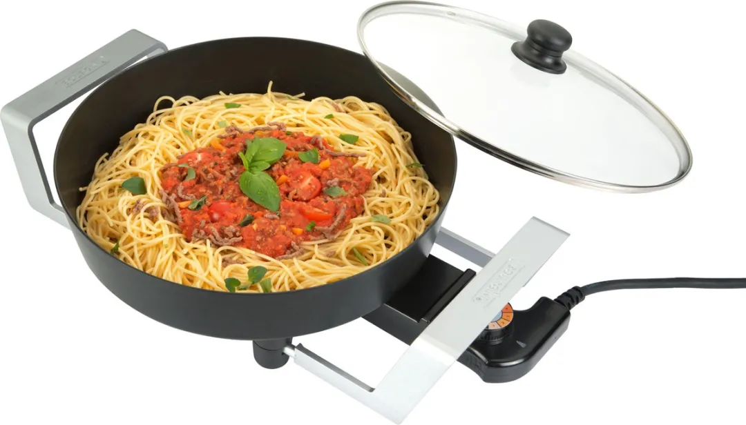 Bourgini Classic Multi Pan Deluxe 36cm 1800W - Donkergrijs met zilveren handvatten - afbeelding 4 van 6