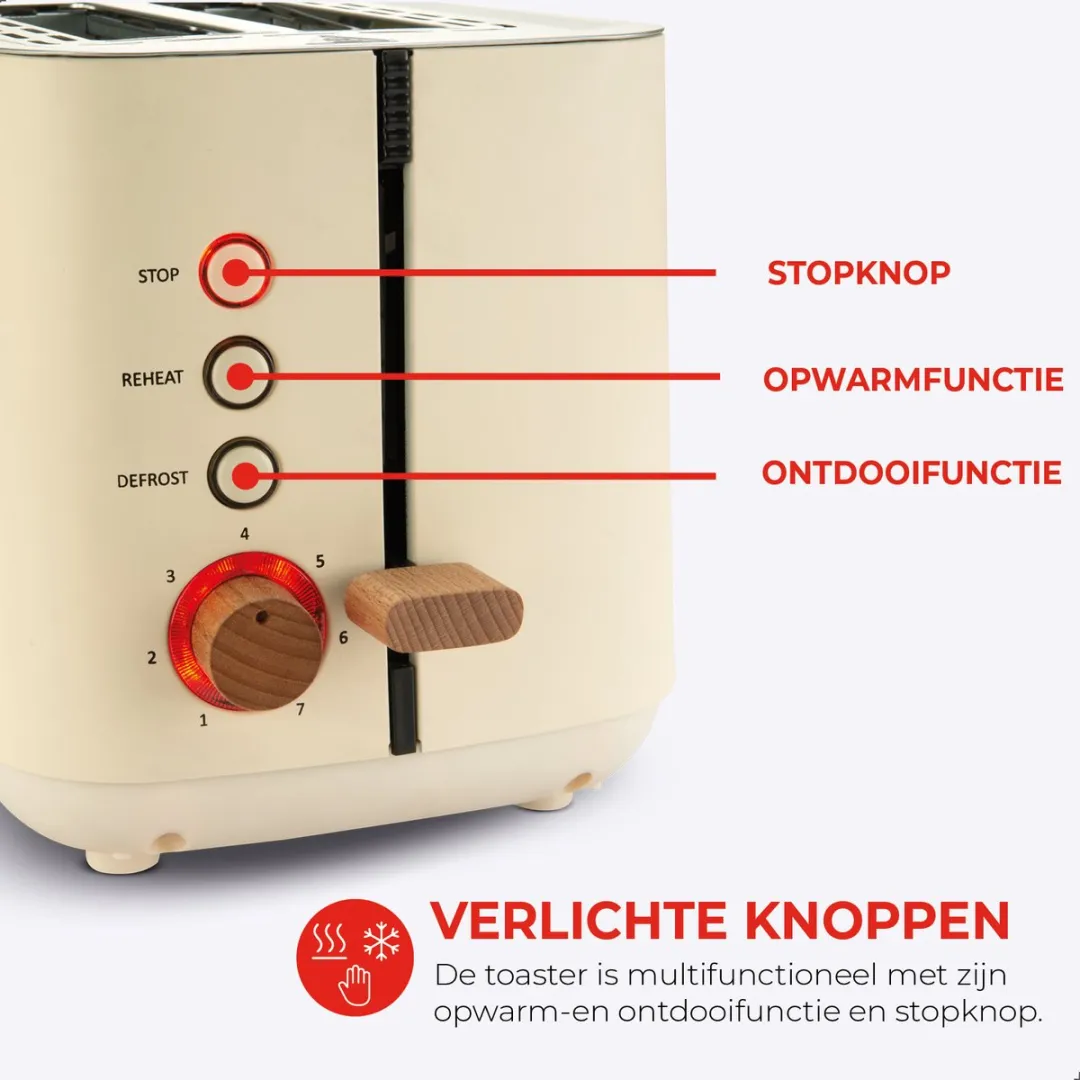 Bourgini Harmony Broodrooster 925W - 2 Sleuven - 7 Warmteniveaus