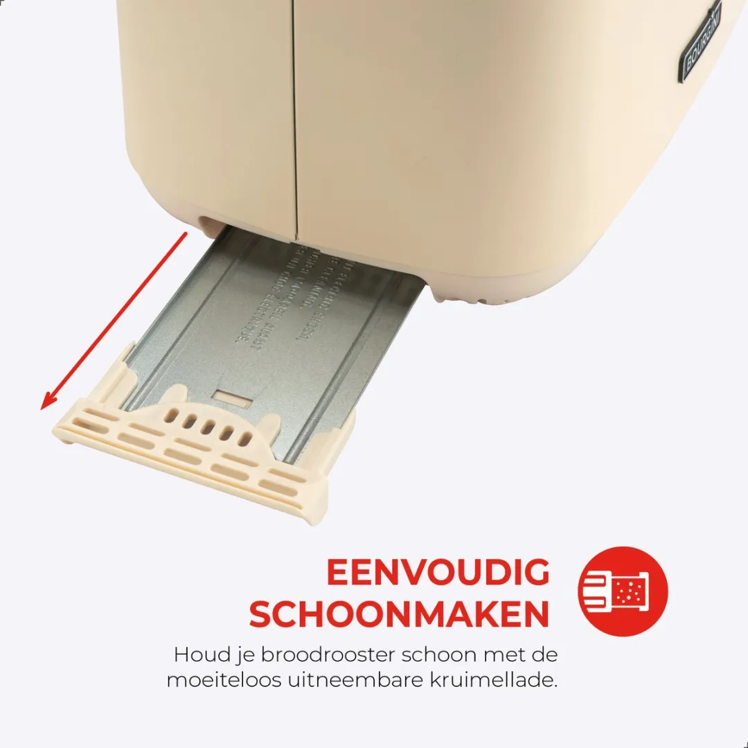 Bourgini Harmony Broodrooster 925W - 2 Sleuven - 7 Warmteniveaus