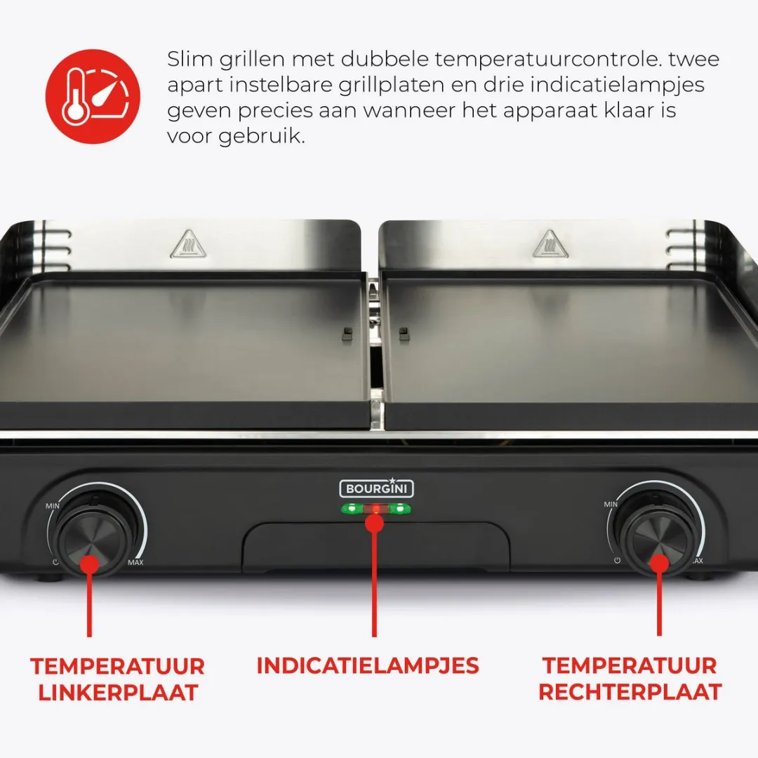 Bourgini Plancha Pure Plancha - 2200W - 8 Personen - Zwart