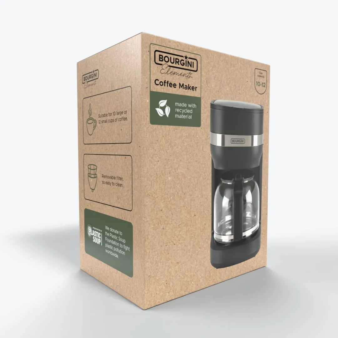 Bourgini Elements Koffiezetapparaat 1,5L - 12 Kopjes - Zwart