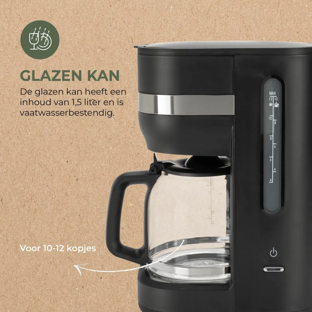 Bourgini Elements Koffiezetapparaat 1,5L - 12 Kopjes - Zwart