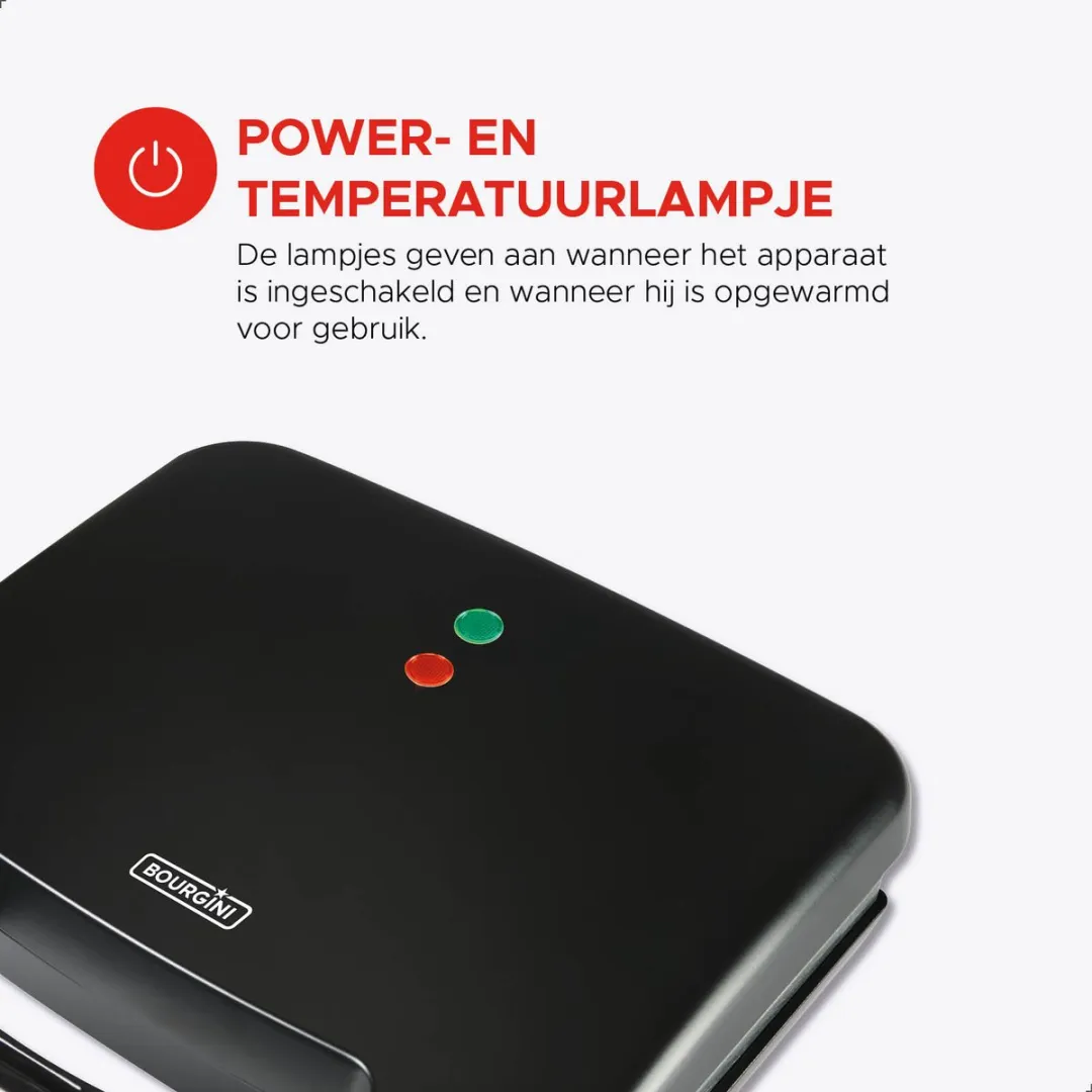 Bourgini Sandwich Maker XXL 800W - Zwart