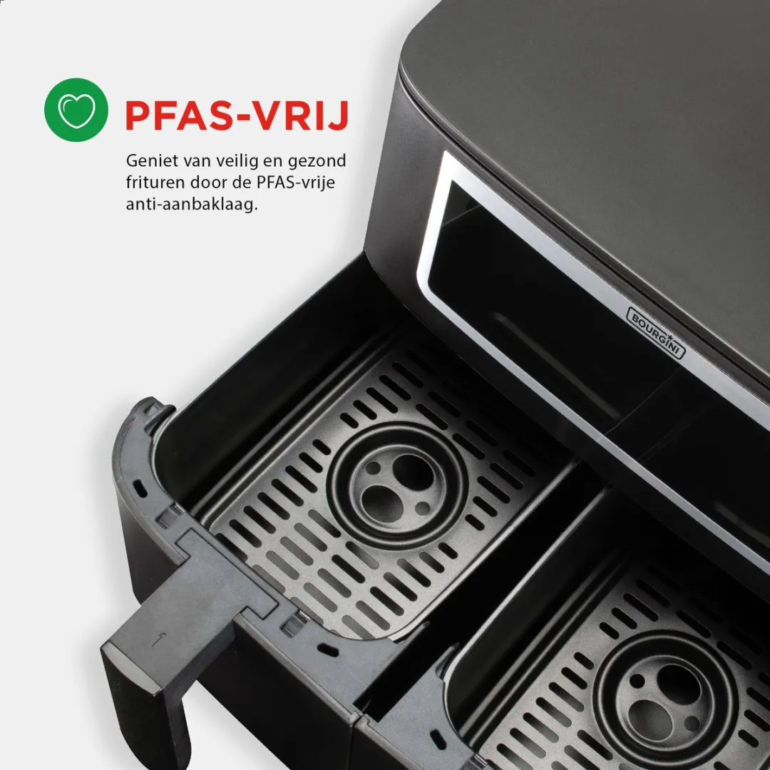 Bourgini Duo Heteluchtfriteuse 2x4L 8L - 2600W - Zwart
