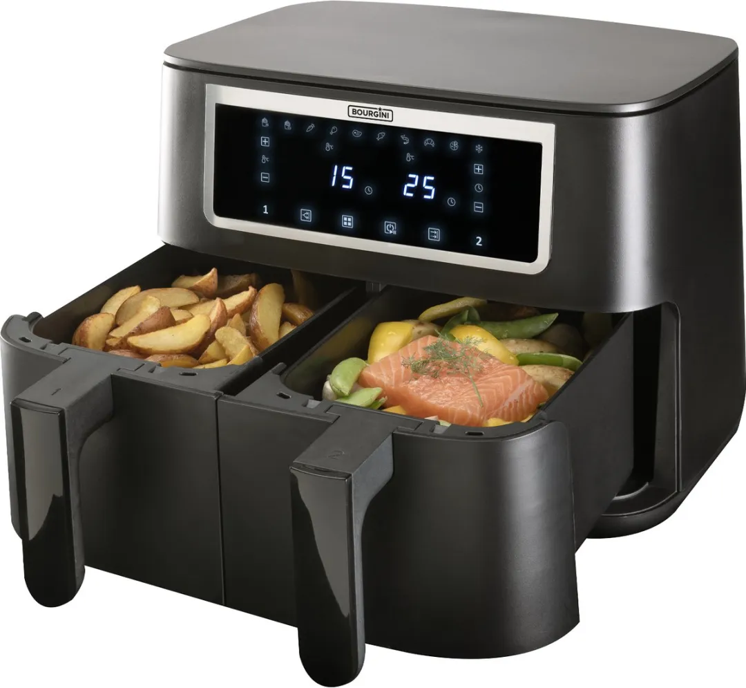 Bourgini Duo Heteluchtfriteuse 2x4L 8L - 2600W - Zwart