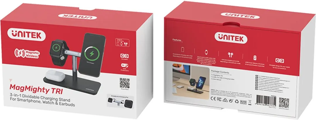 Unitek Magneetoplader Qi 3-in-1 iPhone 15W - afbeelding 2 van 6