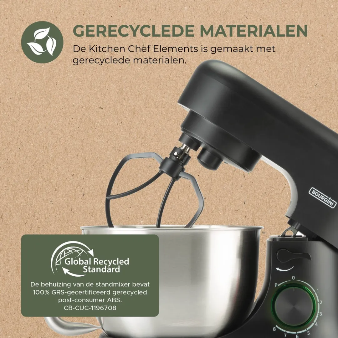 Bourgini Elements Keukenmachine 1000W - 4,5L - 8 Snelheden - Zwart