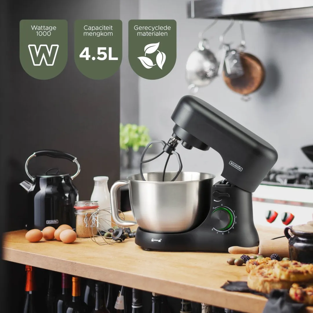 Bourgini Elements Keukenmachine 1000W - 4,5L - 8 Snelheden - Zwart - afbeelding 6 van 6