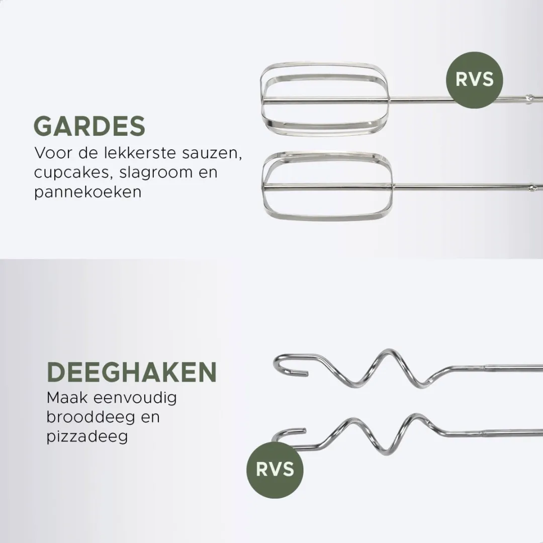 Bourgini Elements Hand Mixer 400W - 5 Snelheden - Zwart