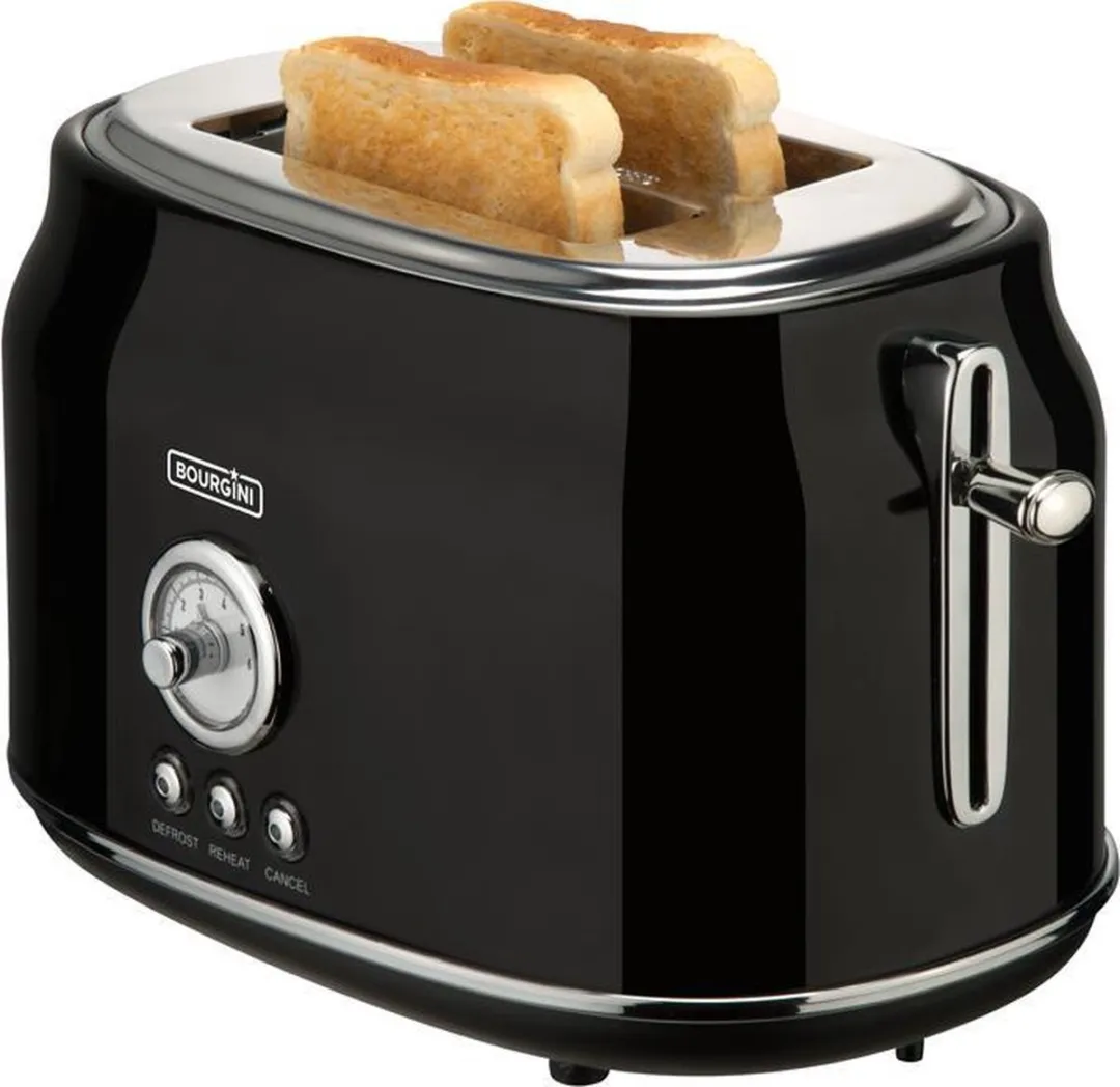 Bourgini Retro Broodrooster 14.8001.00.00 - 2 Sandwiches 815W - Zwart