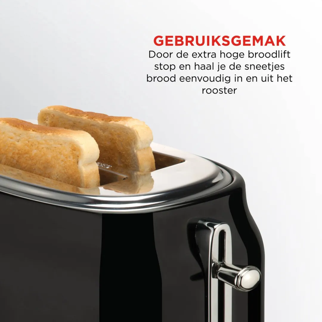 Bourgini Retro Broodrooster 14.8001.00.00 - 2 Sandwiches 815W - Zwart