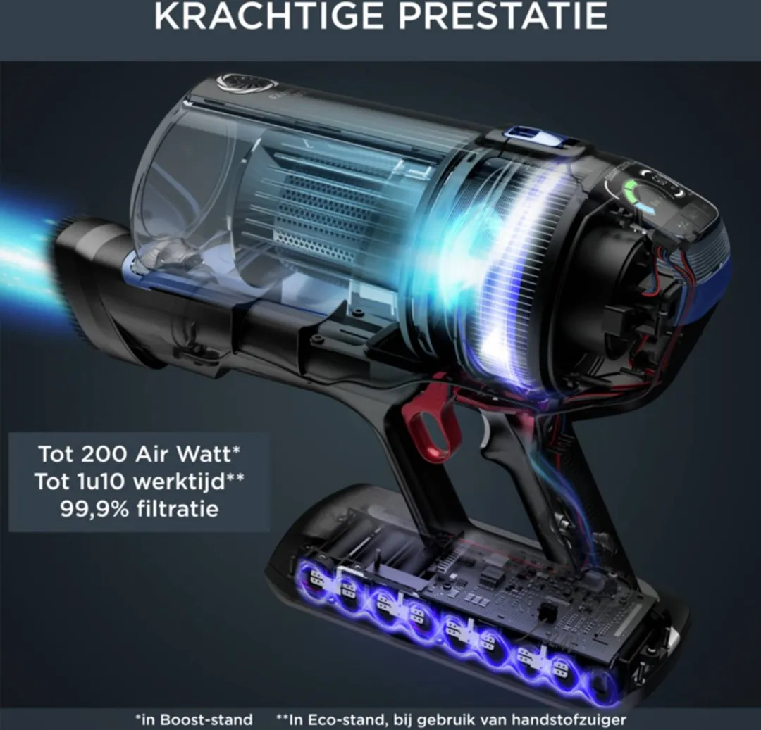 Rowenta X-Force Flex Aqua RH99C0WO Staalstofzuiger - Draadloos 200 Airwatt - Dweilfunctie - Zwart - afbeelding 6 van 6