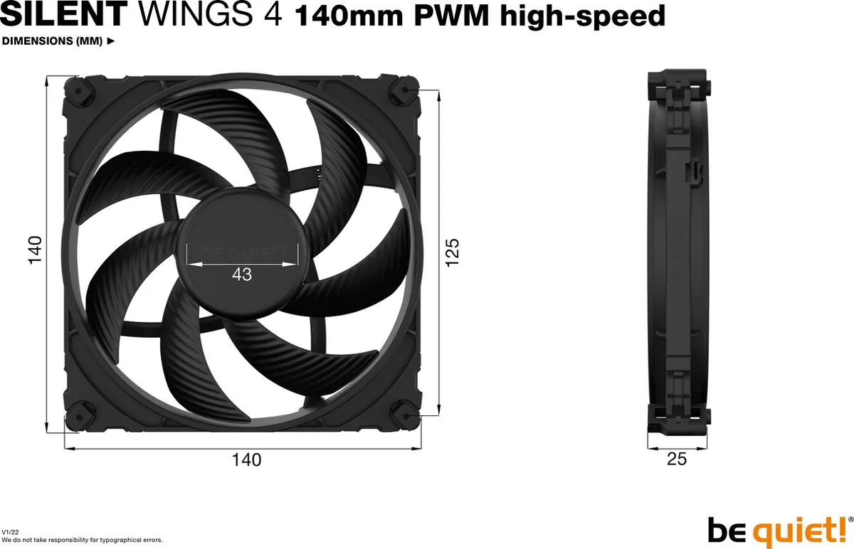 be quiet! Silent Wings 4 BL097 Ventilator 140mm PWM - Zwart
