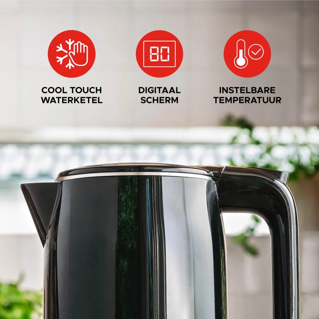 Bourgini Cool Touch Waterkoker 1800W 1.7L - Zwart