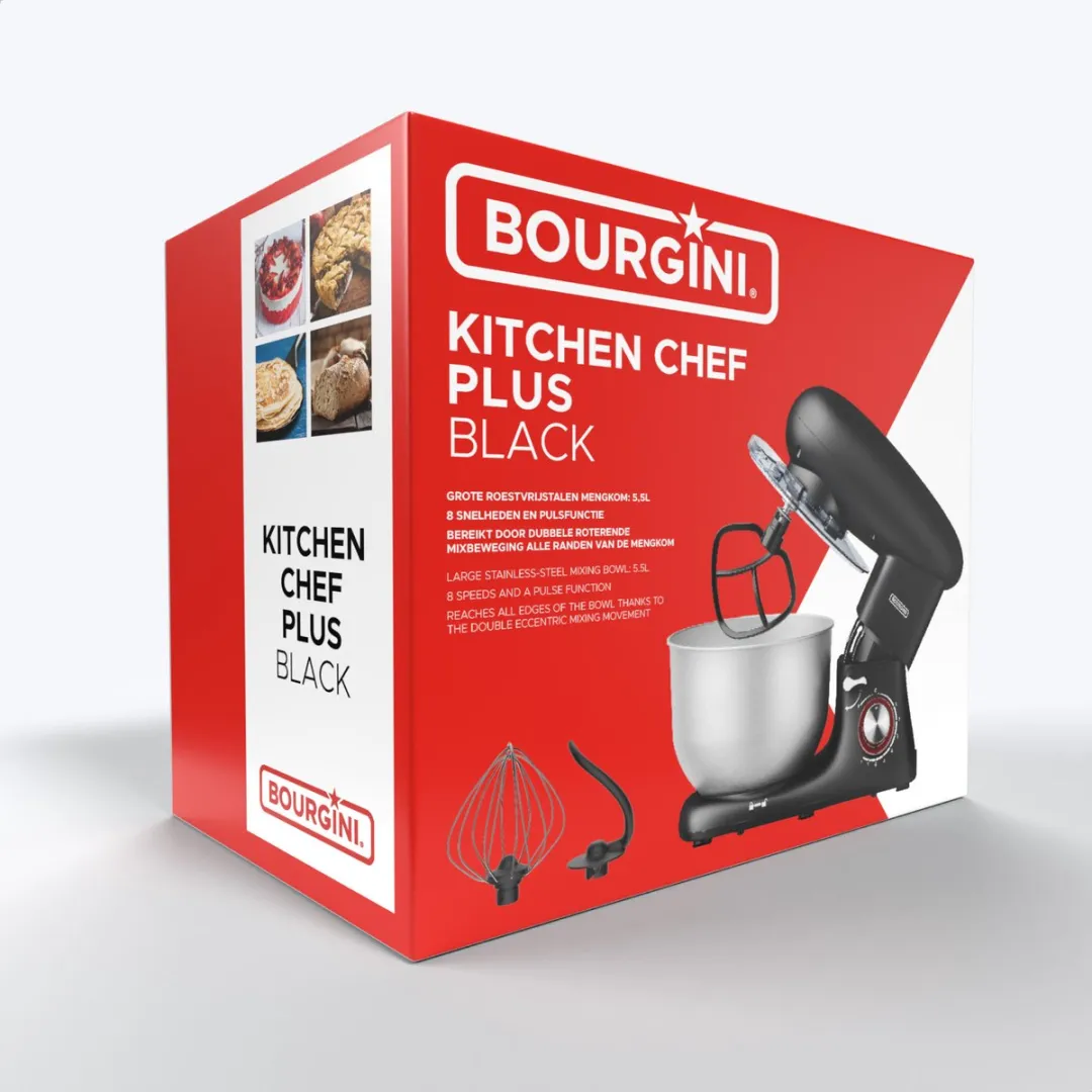 Bourgini Kitchen Chef Plus Keukenmachine 1400W - 5.5L Zwart