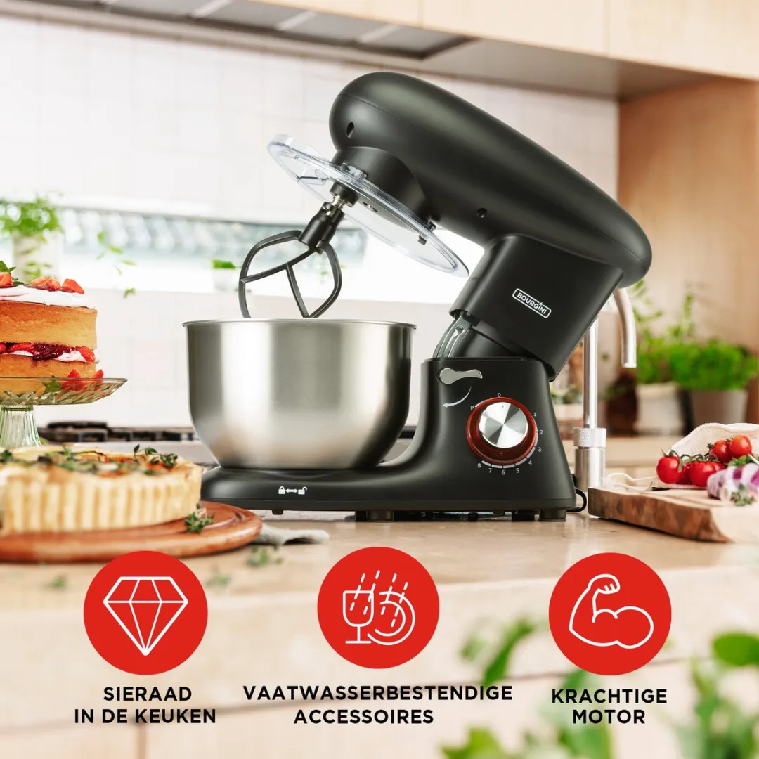 Bourgini Kitchen Chef Plus Keukenmachine 1400W - 5.5L Zwart