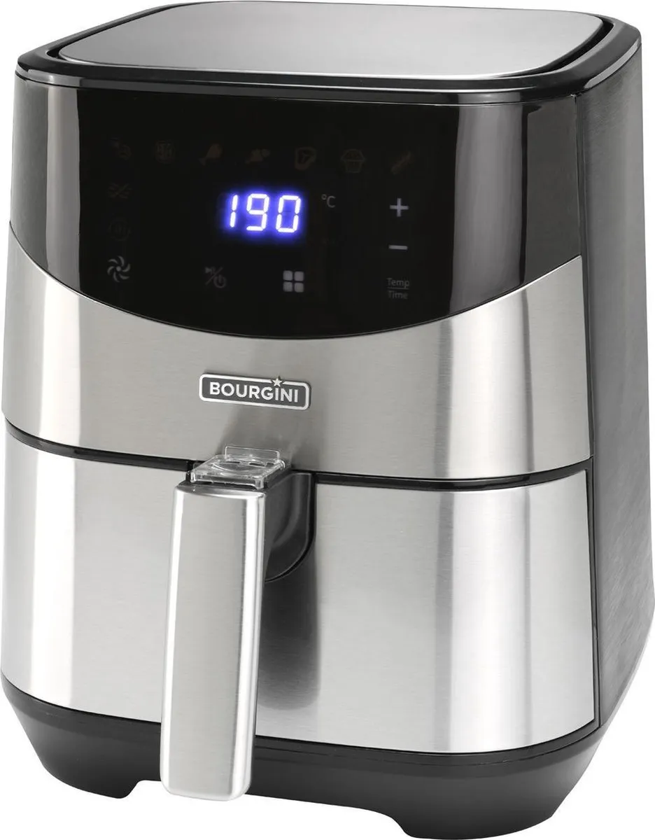 Bourgini Airfryer XXL 1500W - 4 Liter - Zwart/RVS