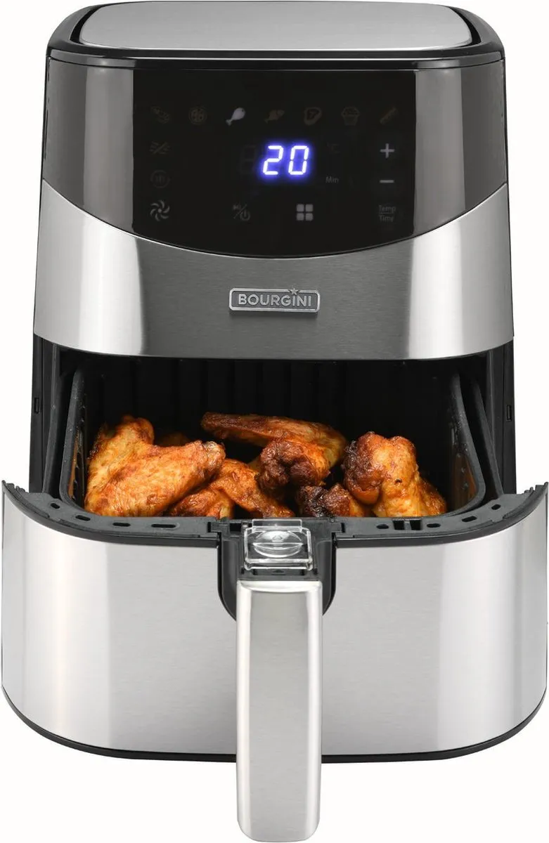 Bourgini Airfryer XXL 1500W - 4 Liter - Zwart/RVS