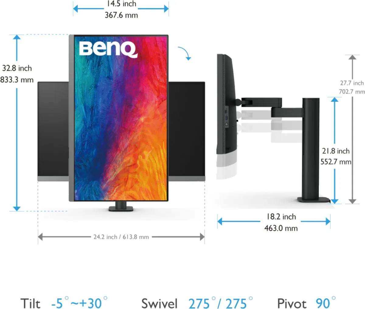 BenQ PD2706UA 27-inch 4K Monitor - 90W USB-C - IPS