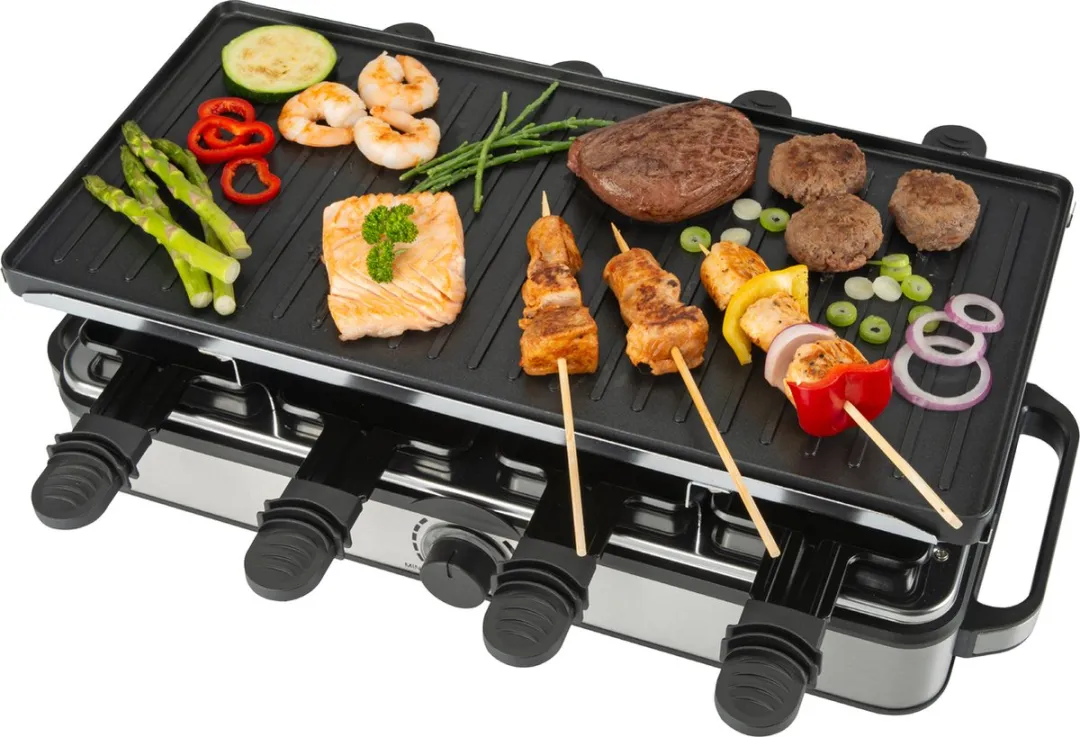 Bourgini Gourmette Raclette Pure 1400W - 8 Personen - Zwart