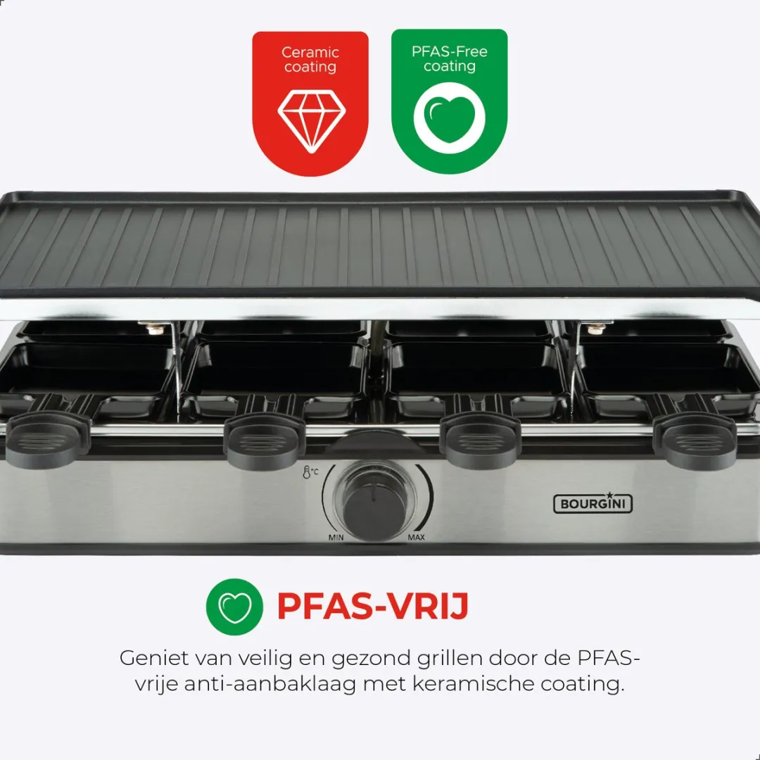 Bourgini Gourmette Raclette Pure 1400W - 8 Personen - Zwart - afbeelding 6 van 6
