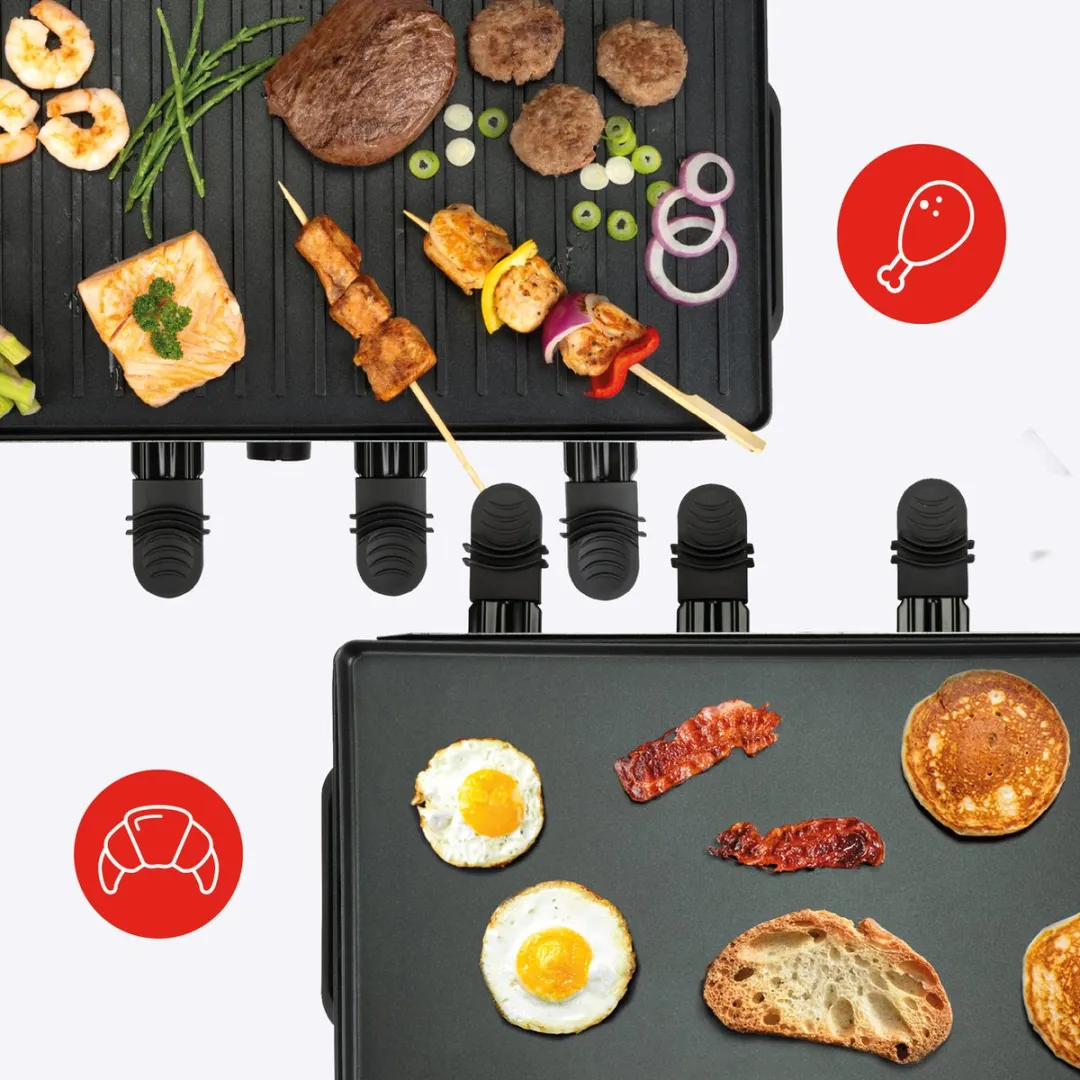 Bourgini Gourmette Raclette Pure 1400W - 8 Personen - Zwart