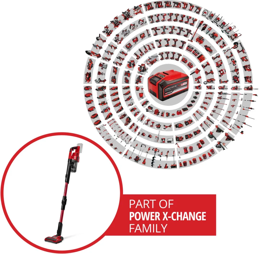Einhell TE-SV 18 Li-FLX Solo Accu Steelstofzuiger - 18V - 0,6L - Rood/Zwart