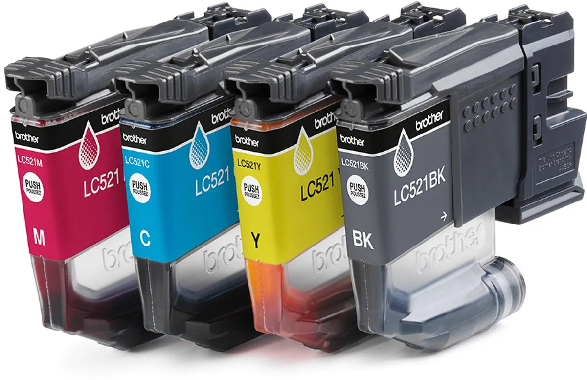 Brother LC521VAL Inktcartridge - 4 Stuks (Zwart/Cyaan/Magenta/Geel)