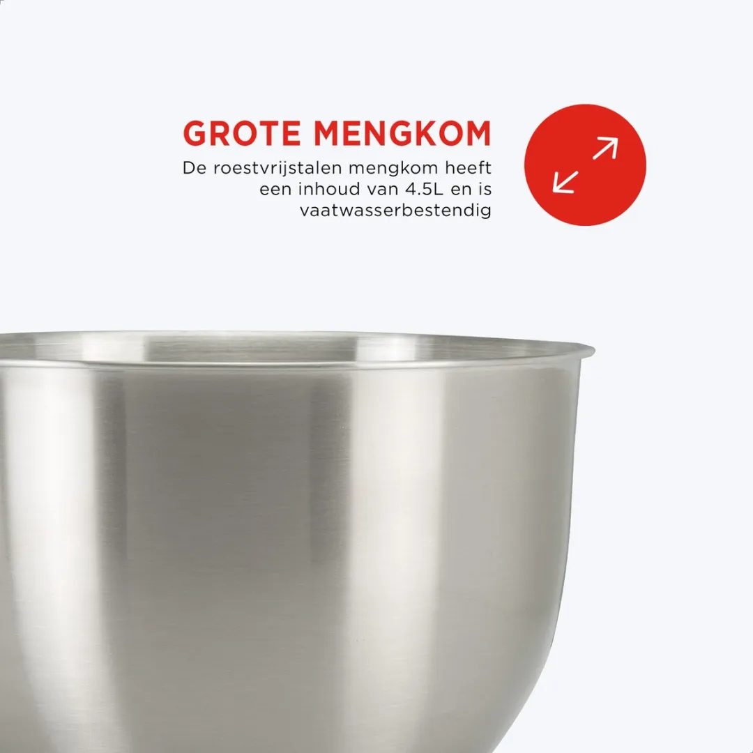 Bourgini Classic Kitchen Chef Keukenmachine 1300W - 4.5L Rood