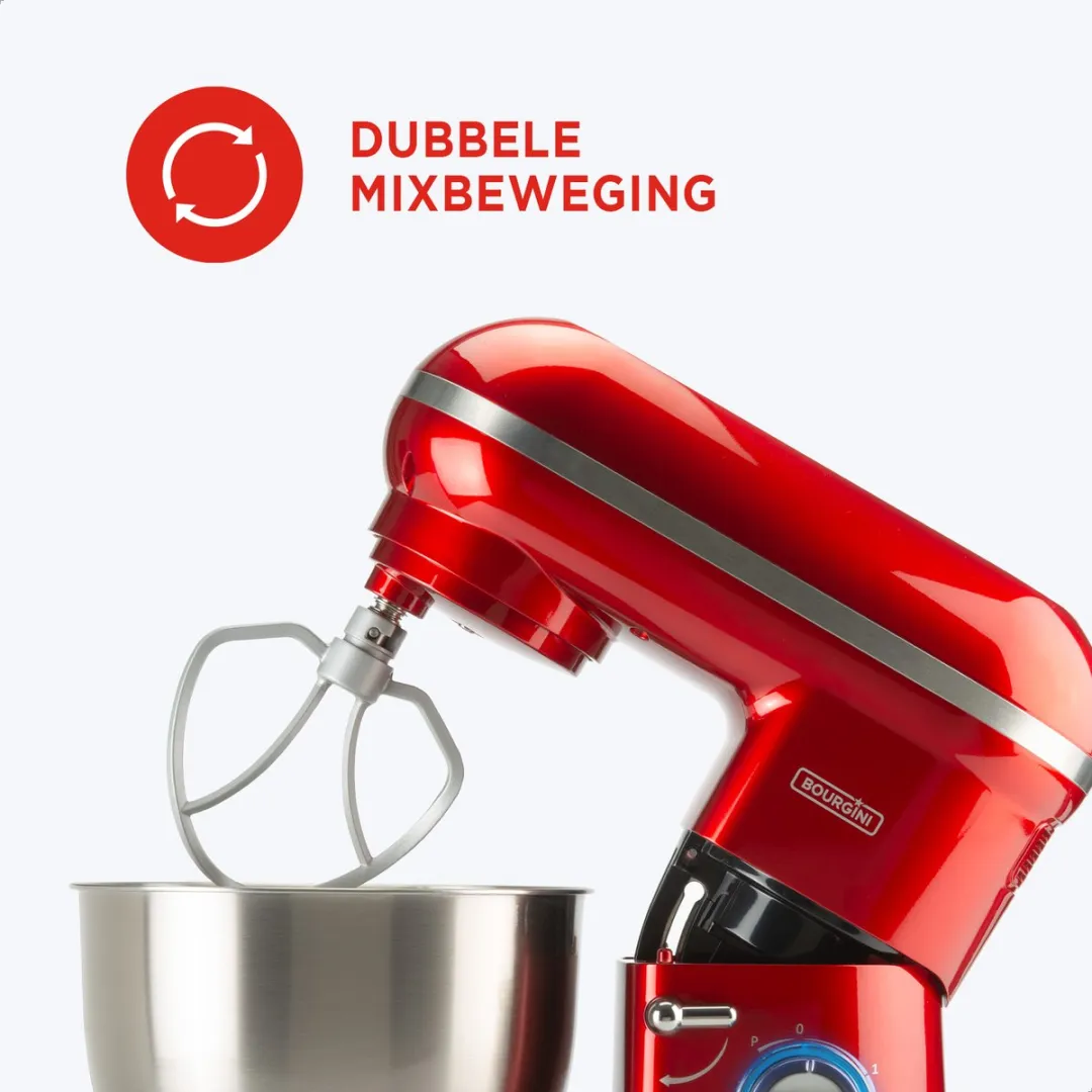 Bourgini Classic Kitchen Chef Keukenmachine 1300W - 4.5L Rood