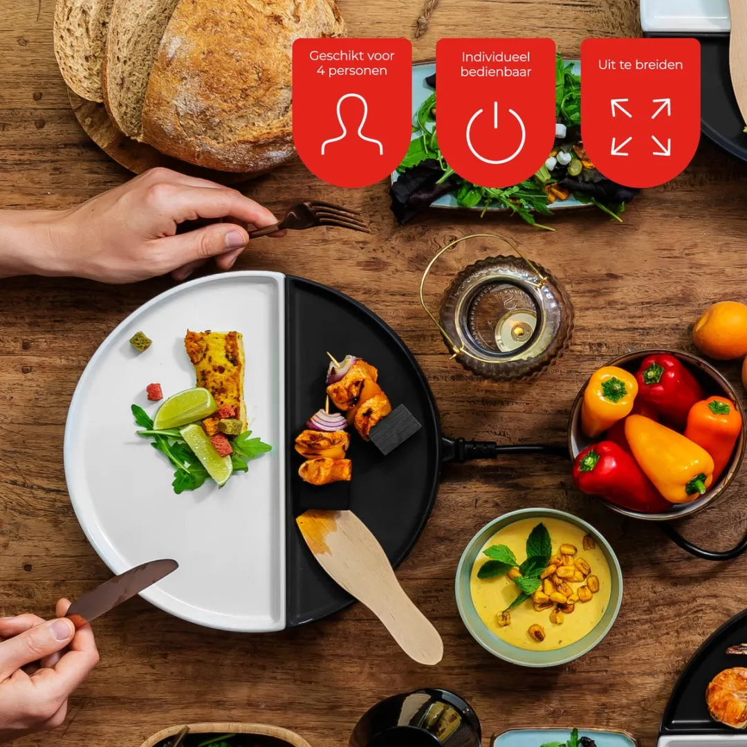Bourgini Chef's Dinner Party Gourmetstel 1000W - 4 Personen - PFAS-vrij