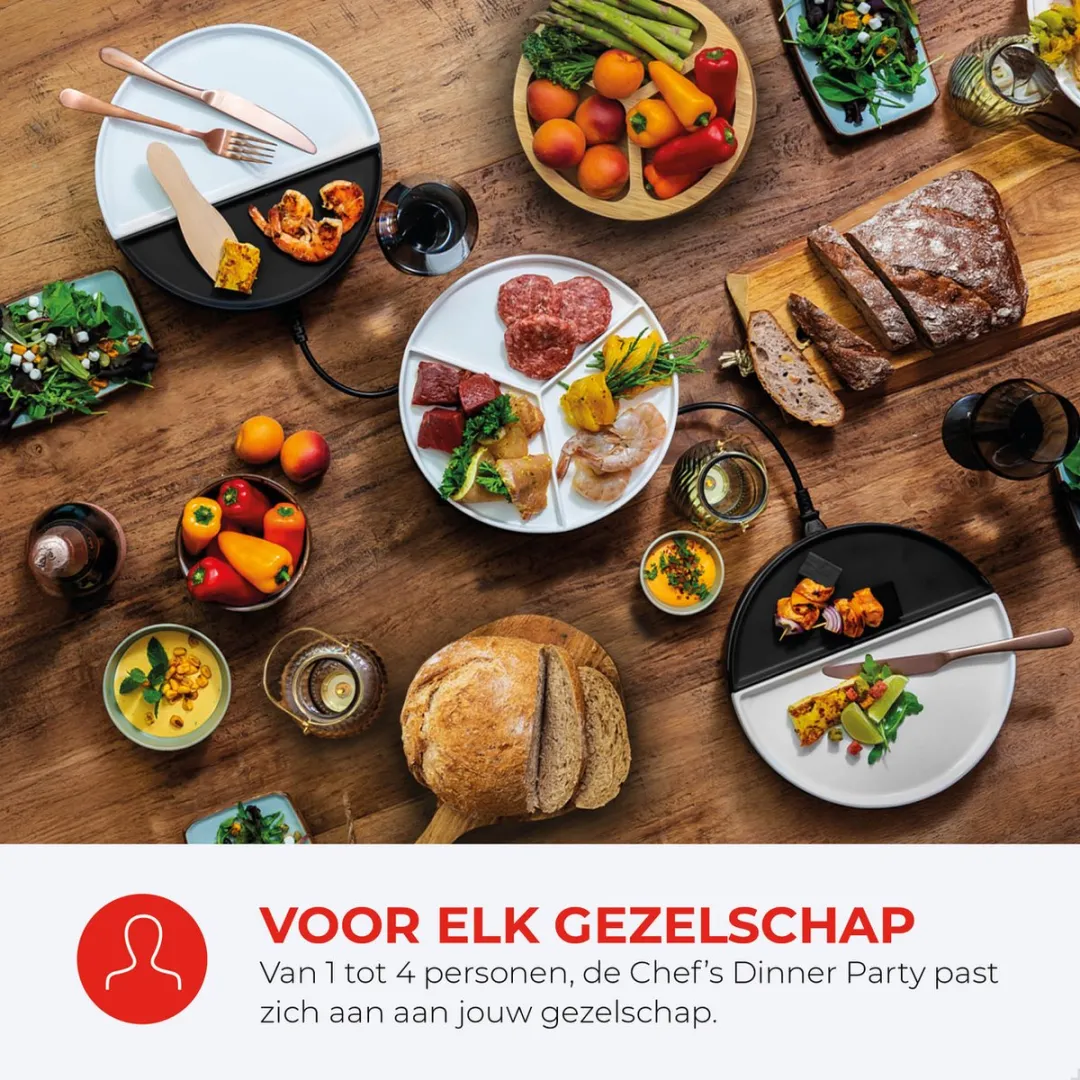 Bourgini Chef's Dinner Party Gourmetstel 1000W - 4 Personen - PFAS-vrij