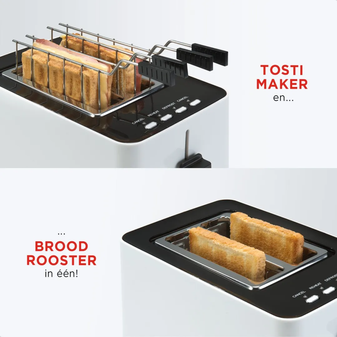 Bourgini Tosti Toaster 14.0001.02.00 - Broodrooster 850W - 2 Tosti's - Wit - afbeelding 6 van 6